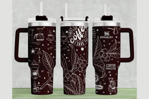 Coffee Stanley 40oz Laser Wrap SVG: Tumbler Graphics