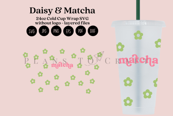 Daisy Matcha Tumbler Wrap: Graphics for Tumbler Wraps