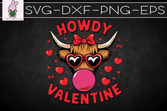 Howdy Western Valentine Highland Cow SVG: Graphics & Crafts for Content Creators