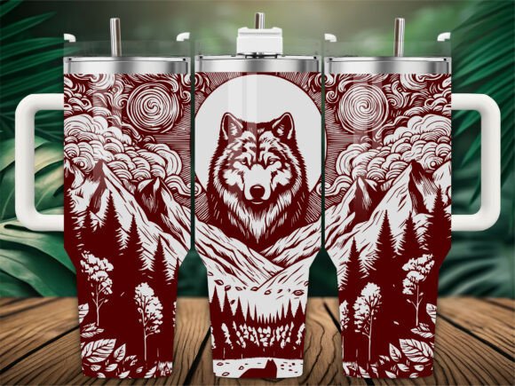 Wolf Tumbler Wrap Graphics for Tumbler Wraps